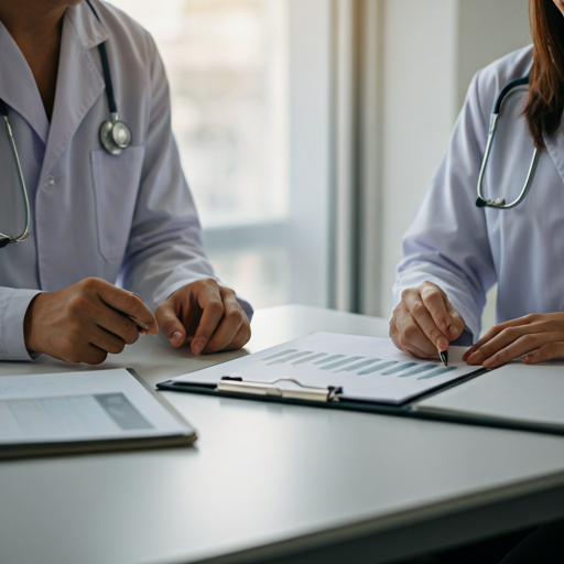 Medical students consulting documents